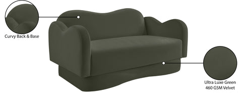 Celeste 58" Green Velvet Upholstered Loveseat, 1 Piece