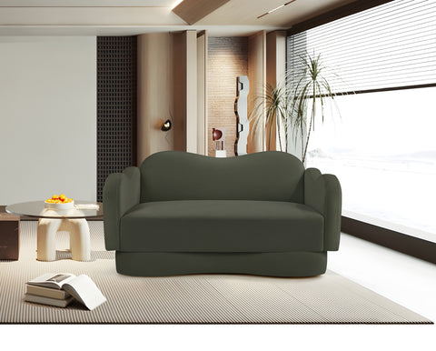 Celeste 58" Green Velvet Upholstered Loveseat, 1 Piece
