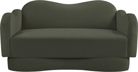 Celeste 58" Green Velvet Upholstered Loveseat, 1 Piece