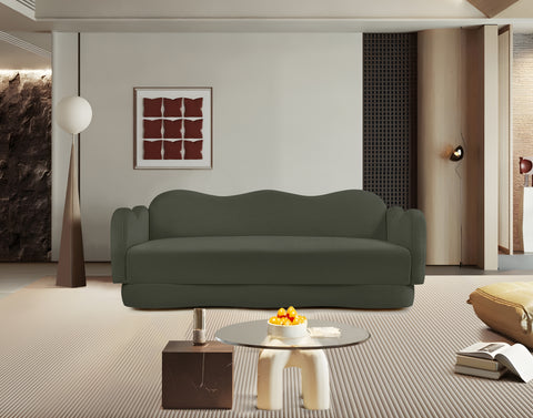 Celeste 82" Green Velvet Upholstered Sofa, 1 Piece