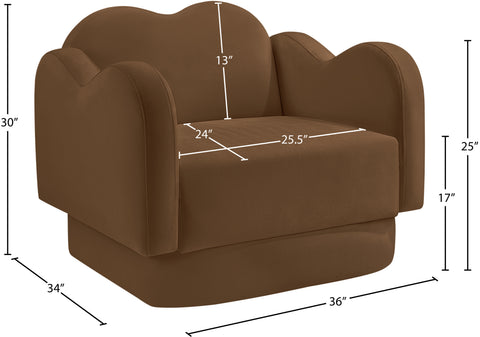 Celeste Saddle Velvet Upholstered Chair, 1 Piece