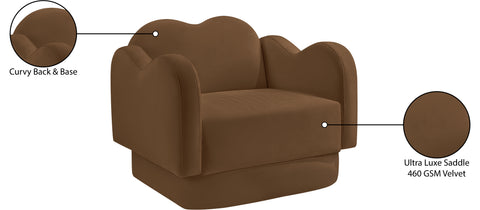 Celeste Saddle Velvet Upholstered Chair, 1 Piece