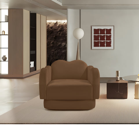 Celeste Saddle Velvet Upholstered Chair, 1 Piece