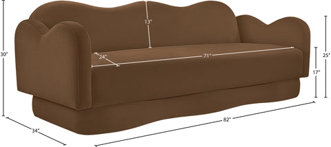 Celeste 82" Saddle Velvet Upholstered Sofa, 1 Piece