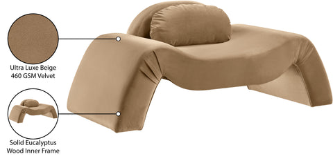 Estelle Beige Velvet Upholstered Chair, 1 Piece