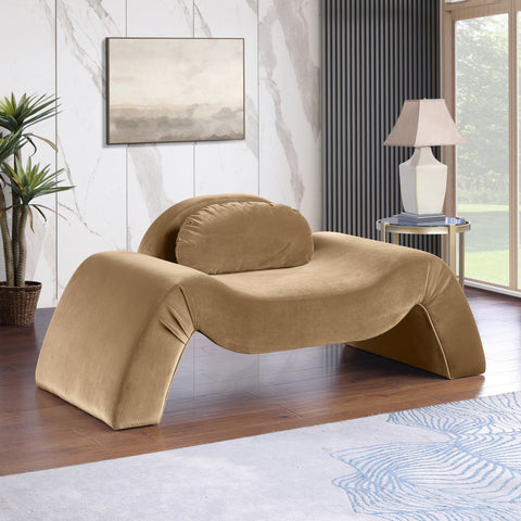 Estelle Beige Velvet Upholstered Chair, 1 Piece