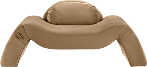 Estelle Beige Velvet Upholstered Chair, 1 Piece