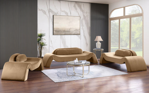 Estelle Beige Velvet Upholstered Chair, 1 Piece