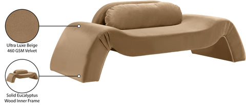 Estelle 87.5" Beige Velvet Upholstered Loveseat, 1 Piece
