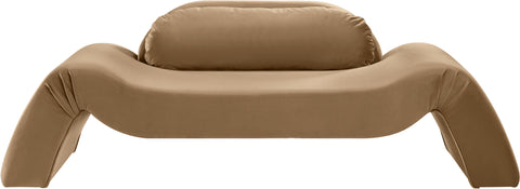 Estelle 87.5" Beige Velvet Upholstered Loveseat, 1 Piece