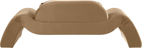 Estelle 87.5" Beige Velvet Upholstered Loveseat, 1 Piece