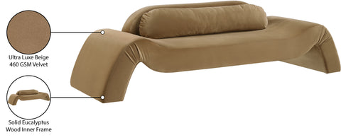 Estelle 107" Beige Velvet Upholstered Sofa, 1 Piece