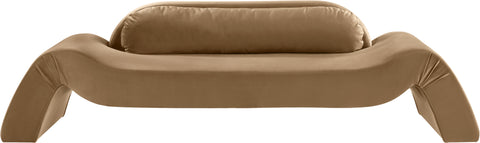 Estelle 107" Beige Velvet Upholstered Sofa, 1 Piece