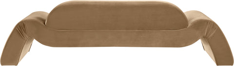 Estelle 107" Beige Velvet Upholstered Sofa, 1 Piece