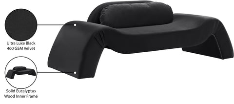 Estelle 87.5" Black Velvet Upholstered Loveseat, 1 Piece