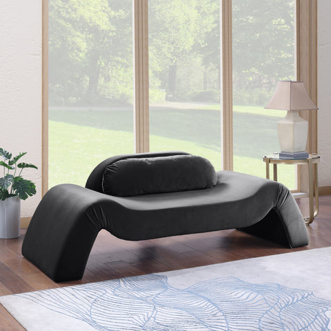 Estelle 87.5" Black Velvet Upholstered Loveseat, 1 Piece