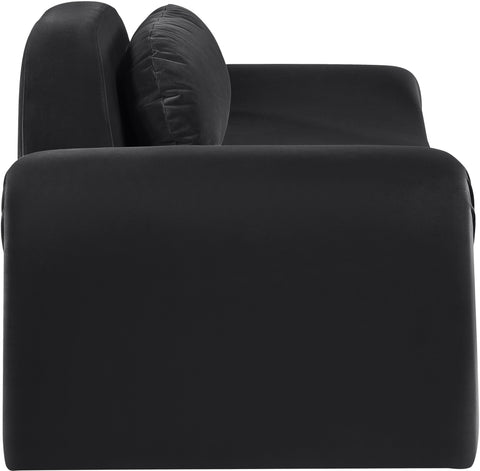 Estelle 87.5" Black Velvet Upholstered Loveseat, 1 Piece