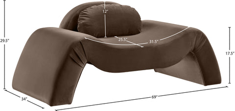 Estelle Brown Velvet Upholstered Chair, 1 Piece