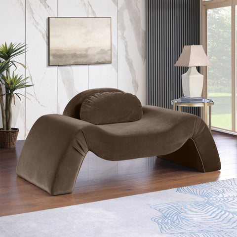 Estelle Brown Velvet Upholstered Chair, 1 Piece