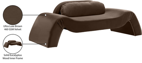 Estelle 87.5" Brown Velvet Upholstered Loveseat, 1 Piece