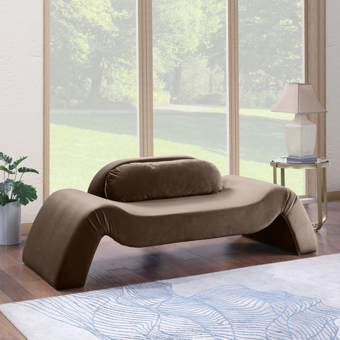 Estelle 87.5" Brown Velvet Upholstered Loveseat, 1 Piece