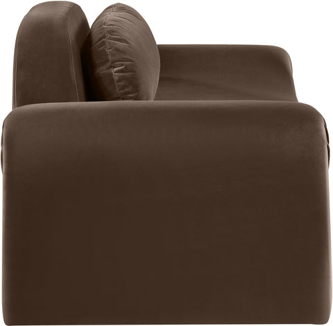Estelle 87.5" Brown Velvet Upholstered Loveseat, 1 Piece