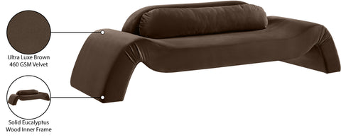 Estelle 107" Brown Velvet Upholstered Sofa, 1 Piece