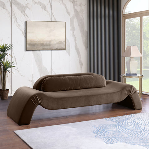 Estelle 107" Brown Velvet Upholstered Sofa, 1 Piece
