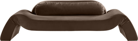 Estelle 107" Brown Velvet Upholstered Sofa, 1 Piece