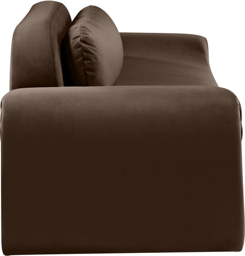 Estelle 107" Brown Velvet Upholstered Sofa, 1 Piece
