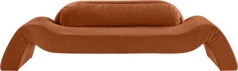 Estelle 107" Cognac Velvet Upholstered Sofa, 1 Piece