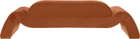 Estelle 107" Cognac Velvet Upholstered Sofa, 1 Piece