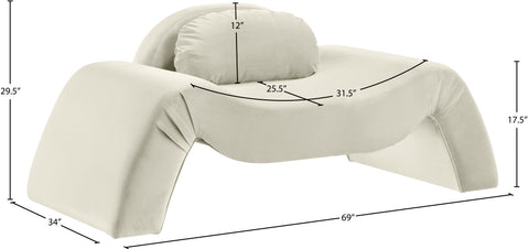Estelle Cream Velvet Upholstered Chair, 1 Piece