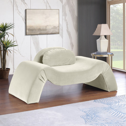 Estelle Cream Velvet Upholstered Chair, 1 Piece