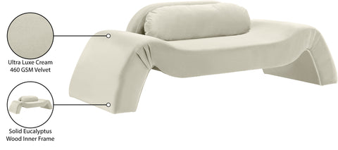 Estelle 87.5" Cream Velvet Upholstered Loveseat, 1 Piece