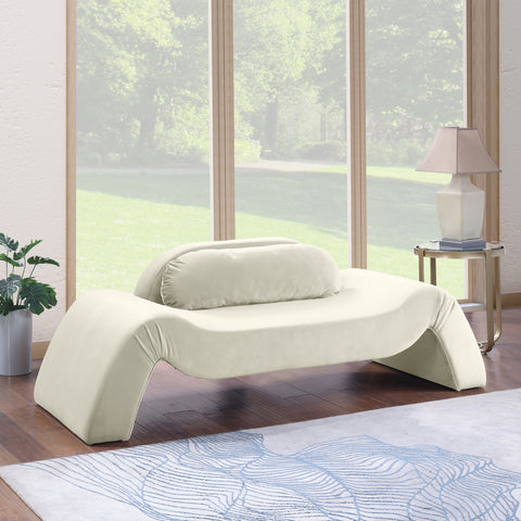 Estelle 87.5" Cream Velvet Upholstered Loveseat, 1 Piece