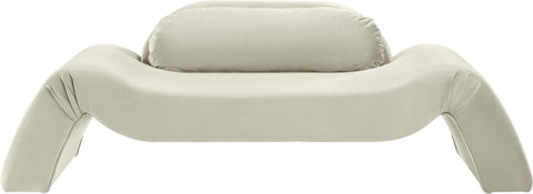 Estelle 87.5" Cream Velvet Upholstered Loveseat, 1 Piece