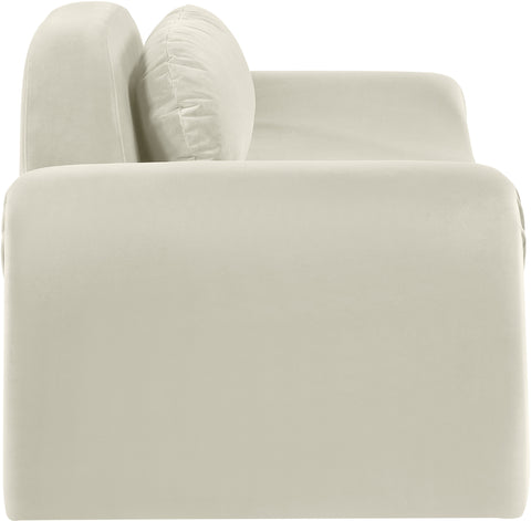 Estelle 87.5" Cream Velvet Upholstered Loveseat, 1 Piece