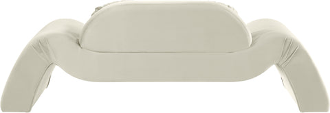 Estelle 87.5" Cream Velvet Upholstered Loveseat, 1 Piece