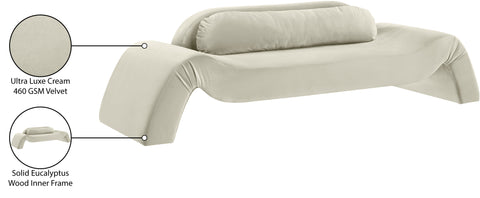 Estelle 107" Cream Velvet Upholstered Sofa, 1 Piece