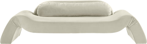 Estelle 107" Cream Velvet Upholstered Sofa, 1 Piece