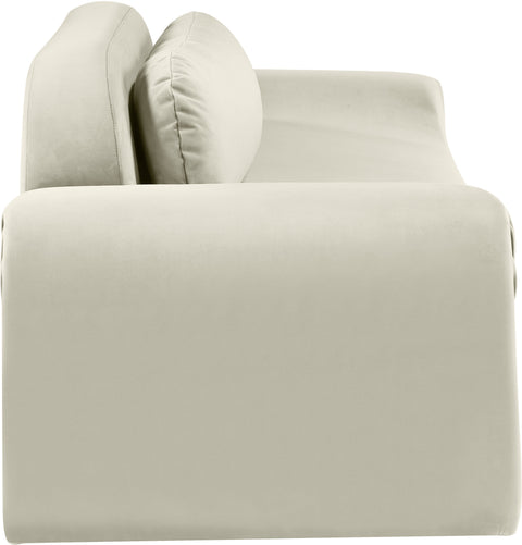Estelle 107" Cream Velvet Upholstered Sofa, 1 Piece