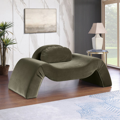 Estelle Green Velvet Upholstered Chair, 1 Piece