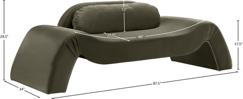Estelle 87.5" Green Velvet Upholstered Loveseat, 1 Piece