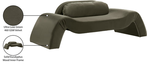 Estelle 87.5" Green Velvet Upholstered Loveseat, 1 Piece