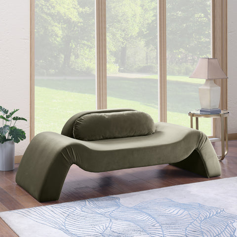 Estelle 87.5" Green Velvet Upholstered Loveseat, 1 Piece