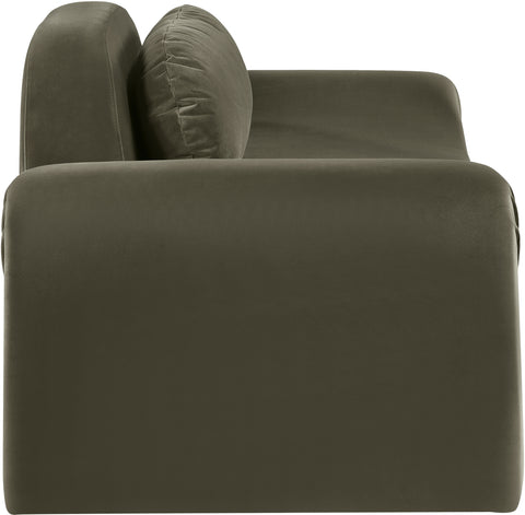 Estelle 87.5" Green Velvet Upholstered Loveseat, 1 Piece
