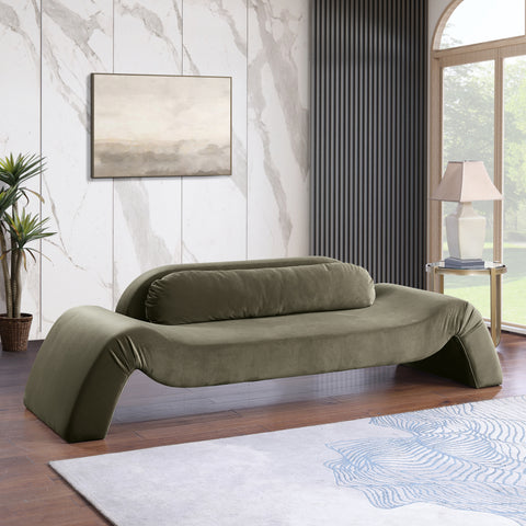 Estelle 107" Green Velvet Upholstered Sofa, 1 Piece