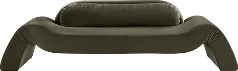 Estelle 107" Green Velvet Upholstered Sofa, 1 Piece