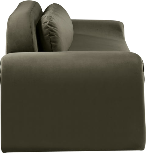 Estelle 107" Green Velvet Upholstered Sofa, 1 Piece
